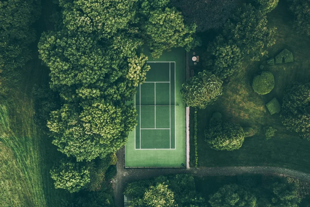 Tennis court illustration for tournament and match category information